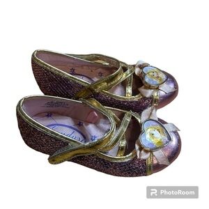 Disney Rapunzel Dress Shoes Sz 9/10 Girls Kids Pink Princess Gold